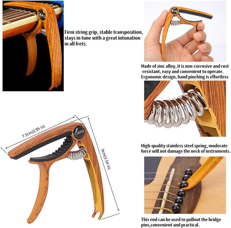 RockCheems Guitar Accessories for Beginners - 1 Ukulele Bass Guitar Phone Holder for Live Broadcast Video Recording,1 Guitar Capo, 1 Guitar Tuner With Guitar Picks - Image 4